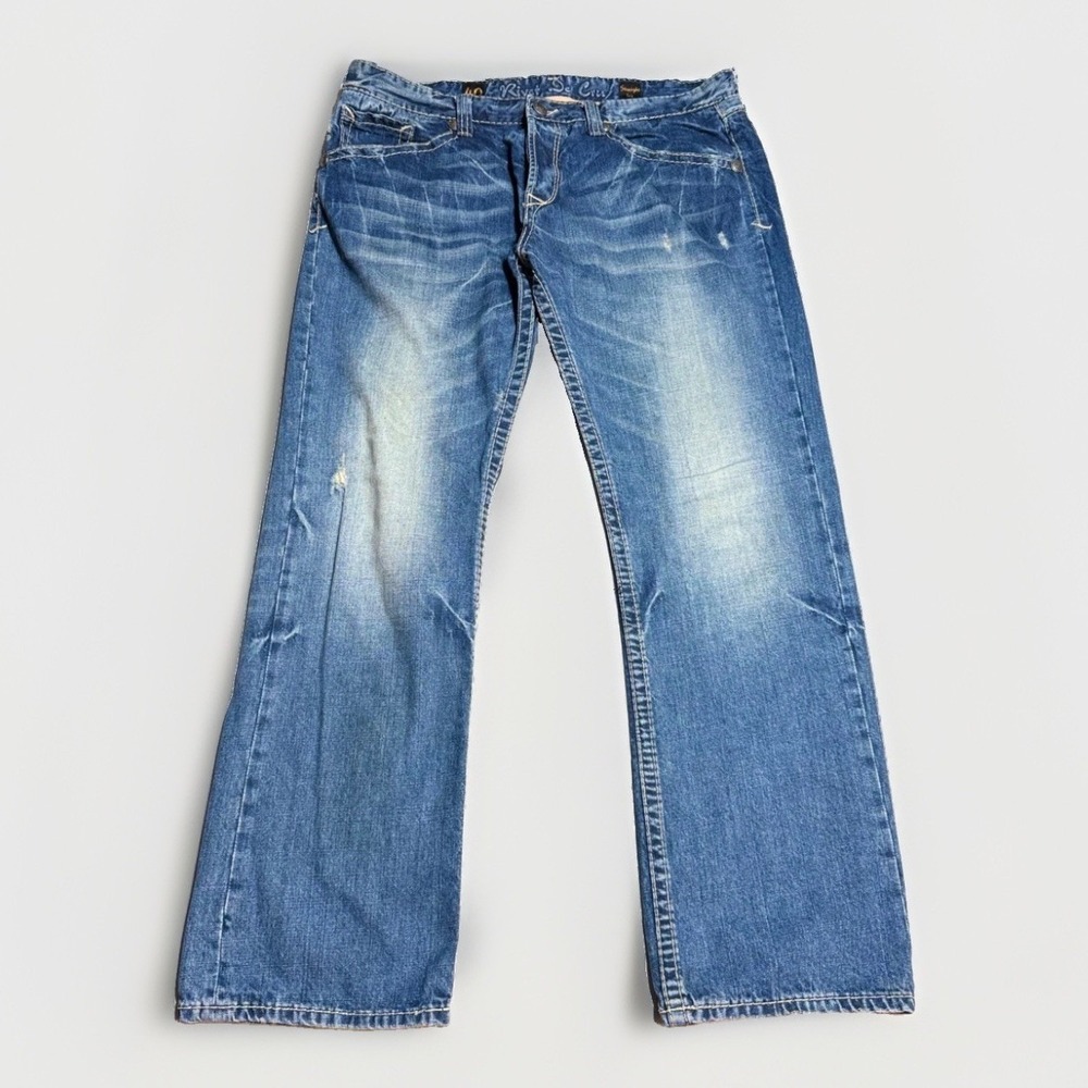 Rivet De Cru Jeans 40 Straight Leg Baggy Blue Denim Whiskered Honeycomb Y2K